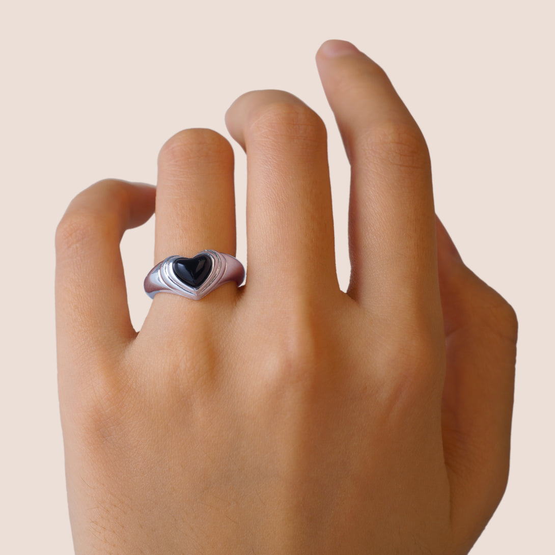 Layered love Black Onyx Ring - Jewbow - Inspirational Jewelry