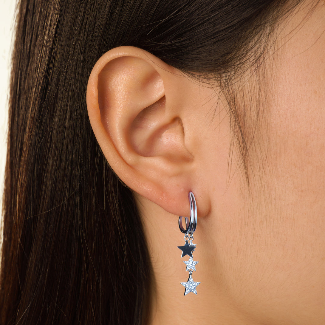 Star Drop Silver Earrings, Wearing Effects