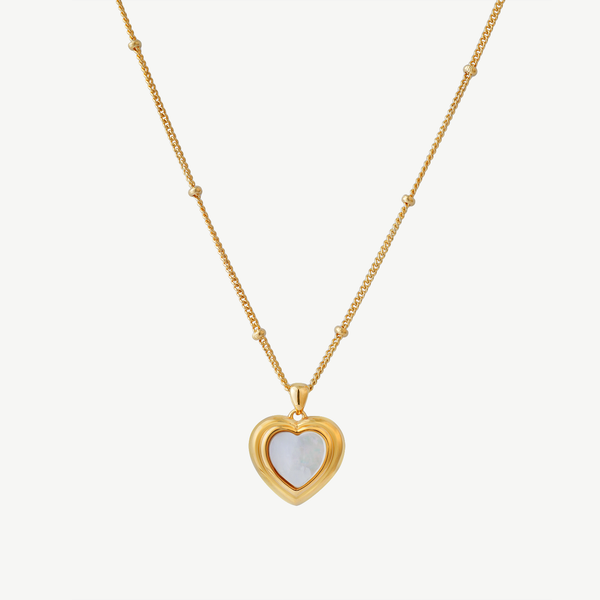 Layered love Mother of Pearl Gold Necklace, Front Side