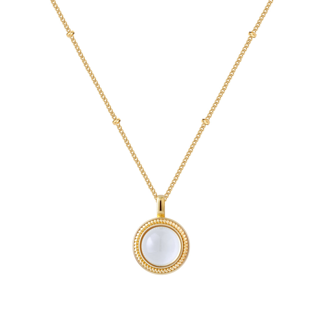 Golden Circle Chalcedony Pendant Necklace - Jewbow - Inspirational Jewelry