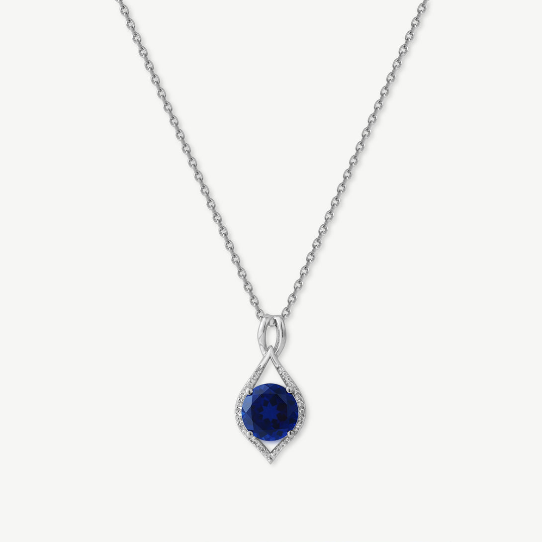 Blue Corundum Pendant Necklace, Front Side