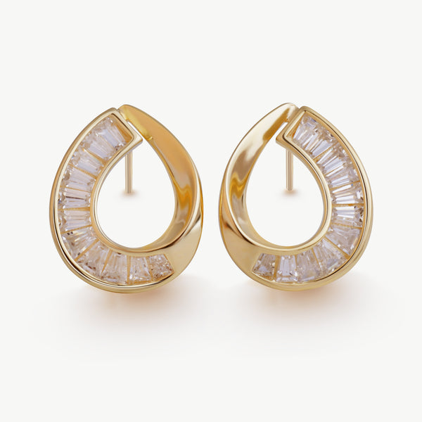 Teardrop Gemstone Gold Earrings - Jewbow - Inspirational Jewelry