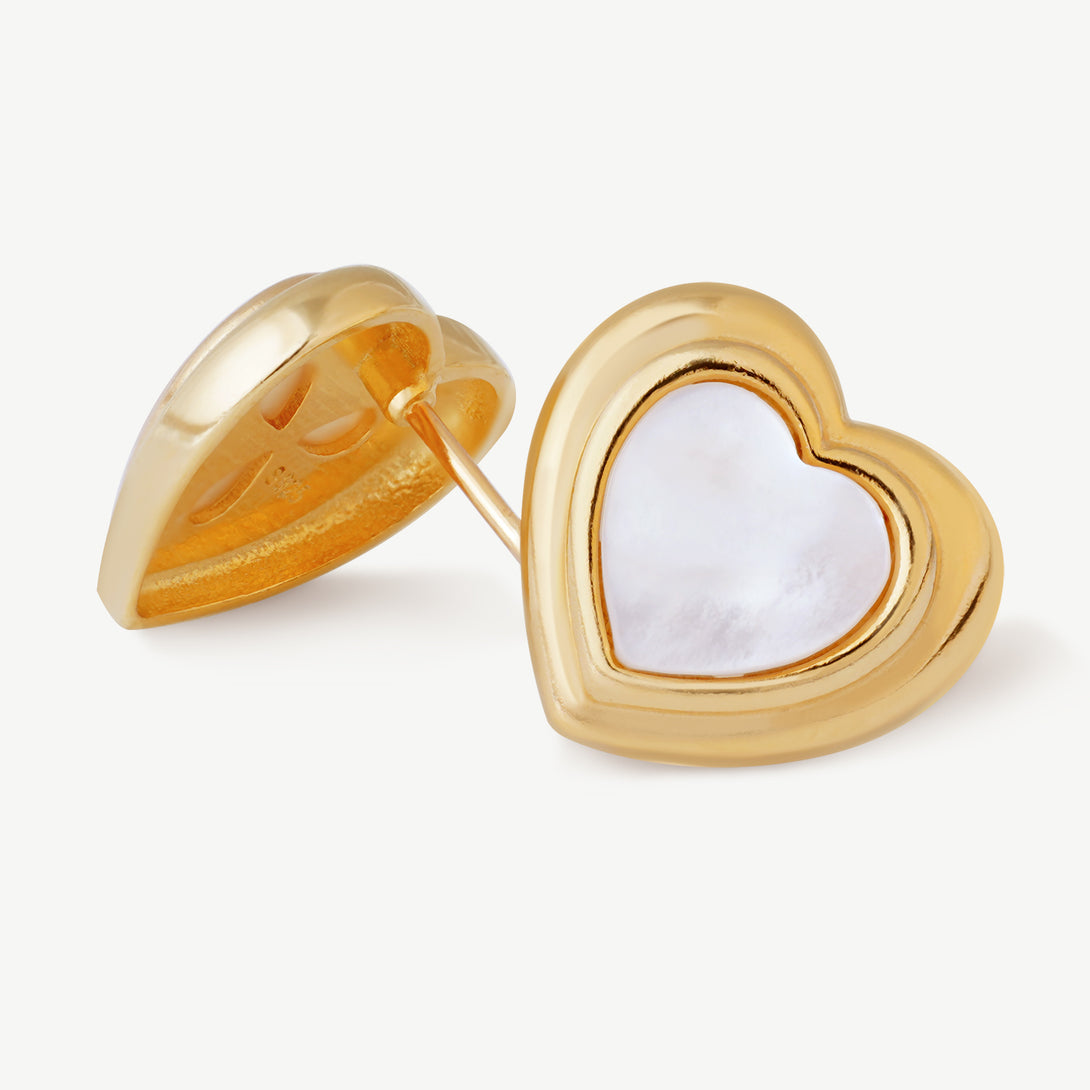 Layered love Mother Of Pearl Gold Earrings, Details