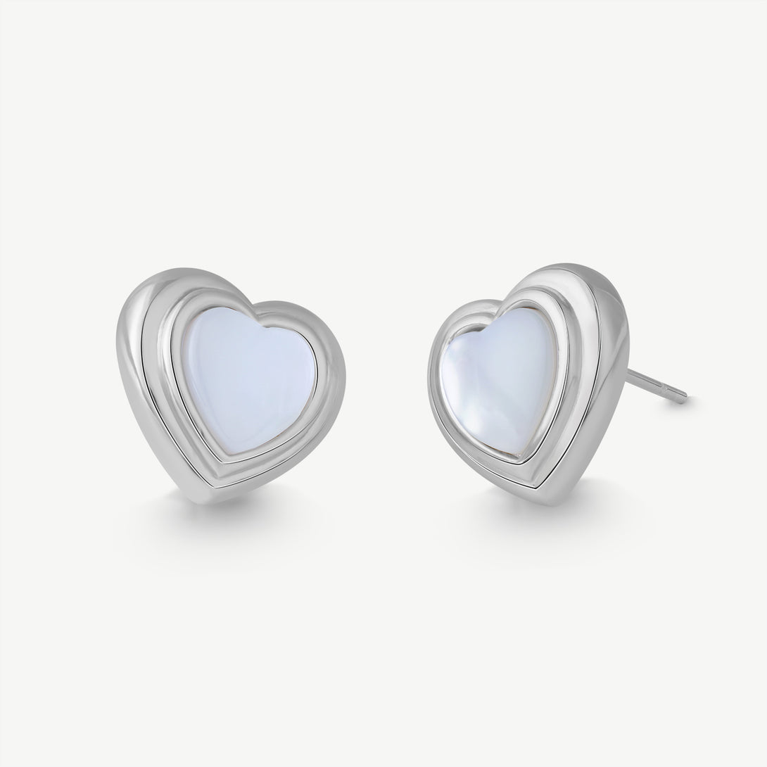 Layered love Mother Of Pearl Silver Earrings, Details