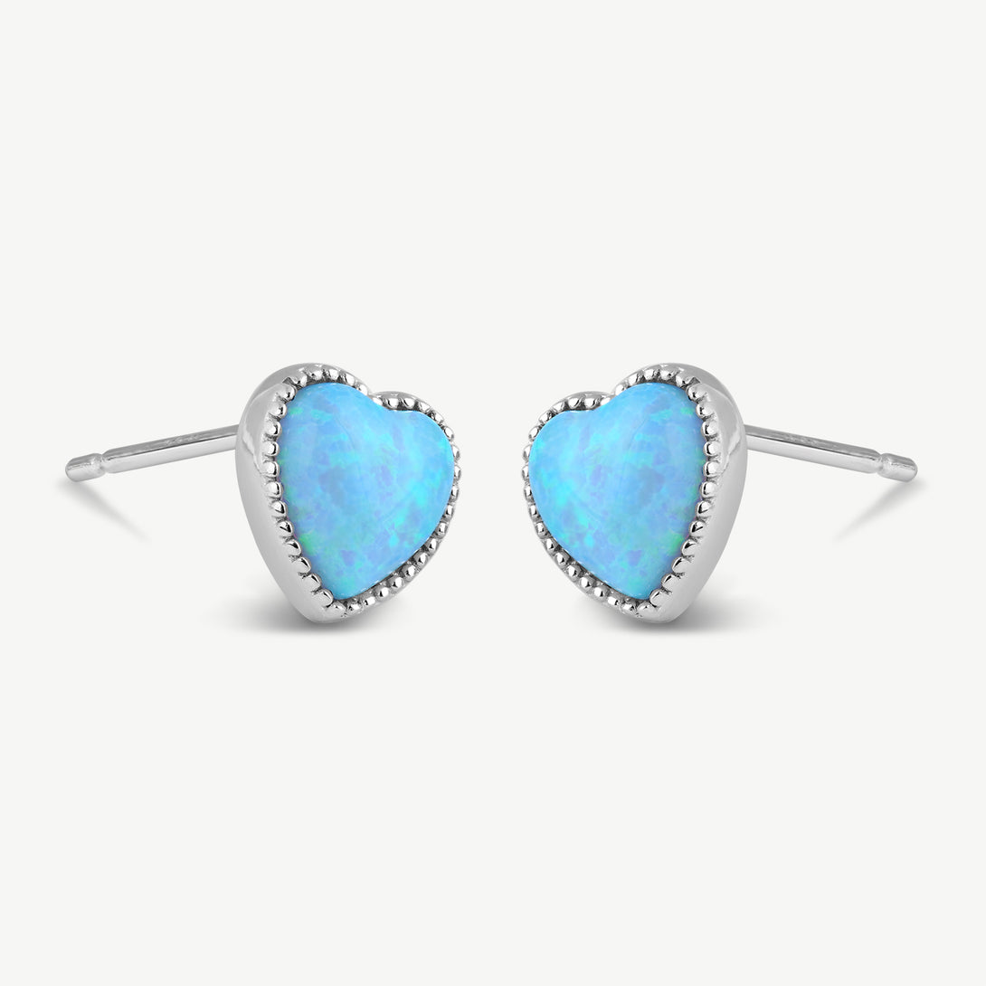 Blue Heart Opal Silver Earrings, Details