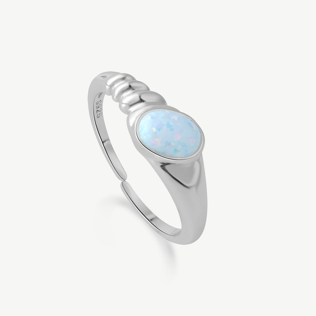 White Oval Opal Ring - Jewbow - Inspirational Jewelry