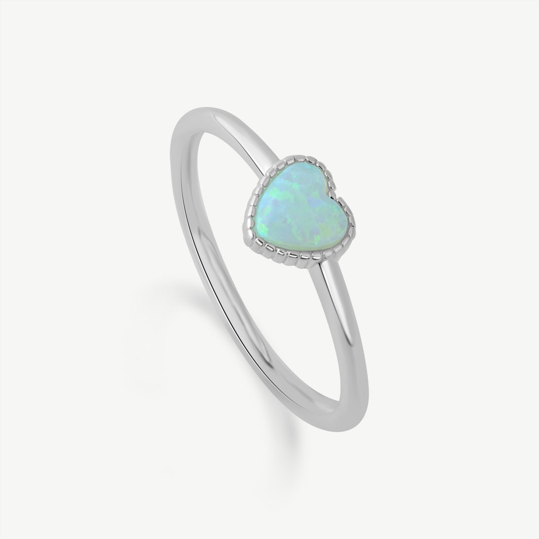 Blue Heart Opal Open Ring, Standing