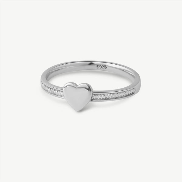 Classic Heart Silver Ring, Front Side