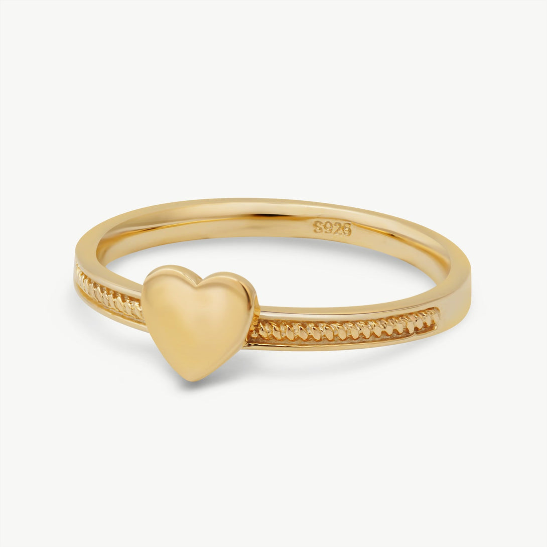 Classic Heart Gold Ring, Front Side