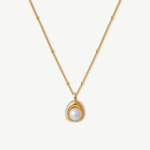 Oval Pearl Gold Necklace - Jewbow - Inspirational Jewelry