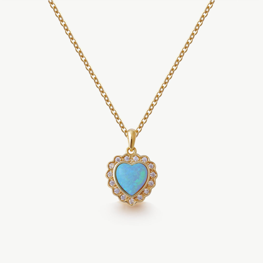 Heart of the Blue Opal Gold Necklace