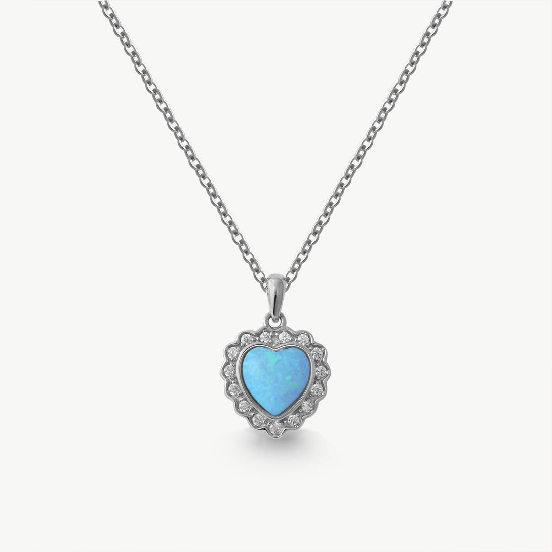 Heart of the Blue Opal Silver Necklace