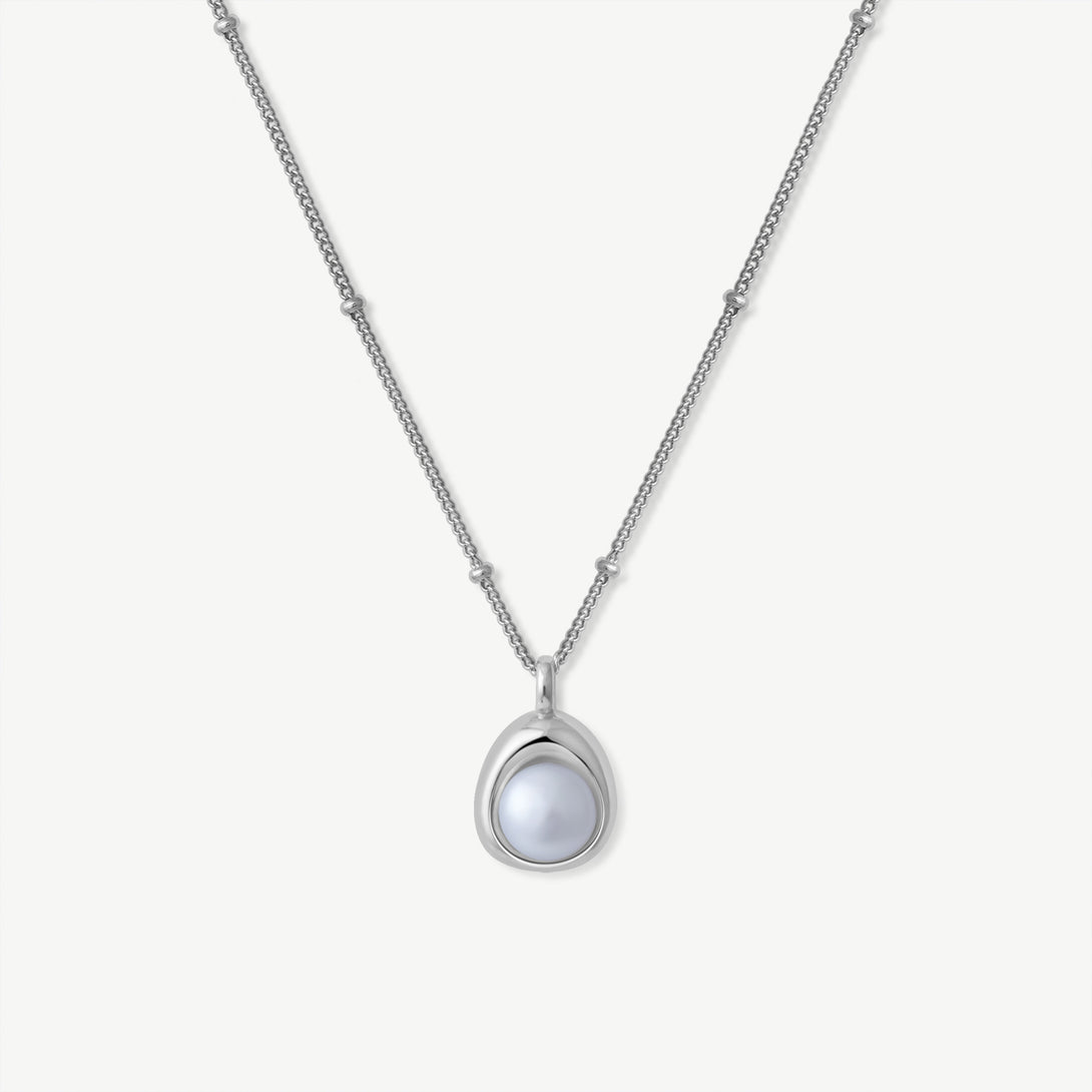 Oval Pearl Silver Necklace - Jewbow - Inspirational Jewelry