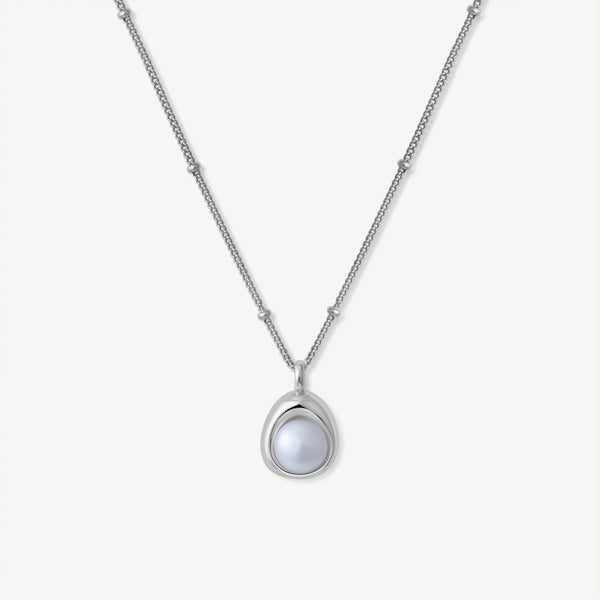 Oval Pearl Silver Necklace - Jewbow - Inspirational Jewelry