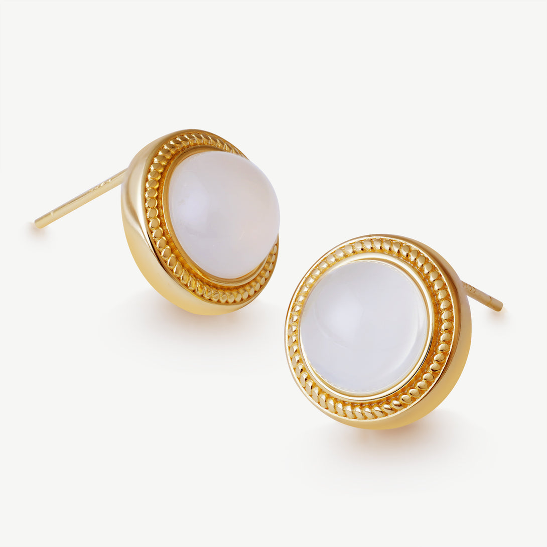 Golden Circle Chalcedony Stud Earrings, Details