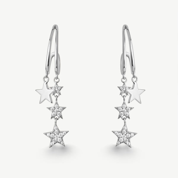 Star Drop Silver Earrings - Jewbow - Inspirational Jewelry