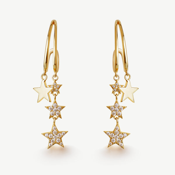 Star Drop Gold Earrings - Jewbow - Inspirational Jewelry