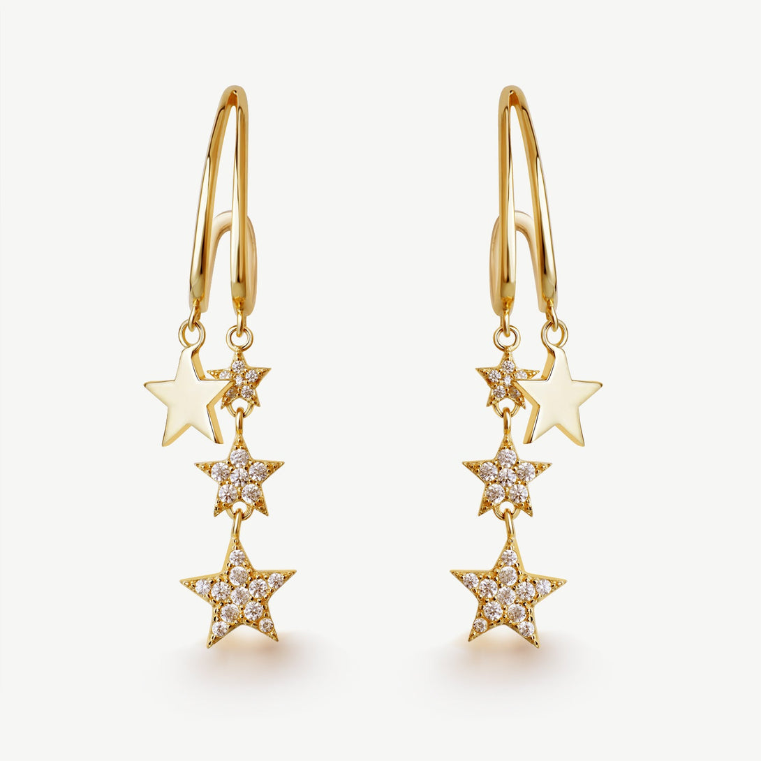 Star Drop Gold Earrings - Jewbow - Inspirational Jewelry