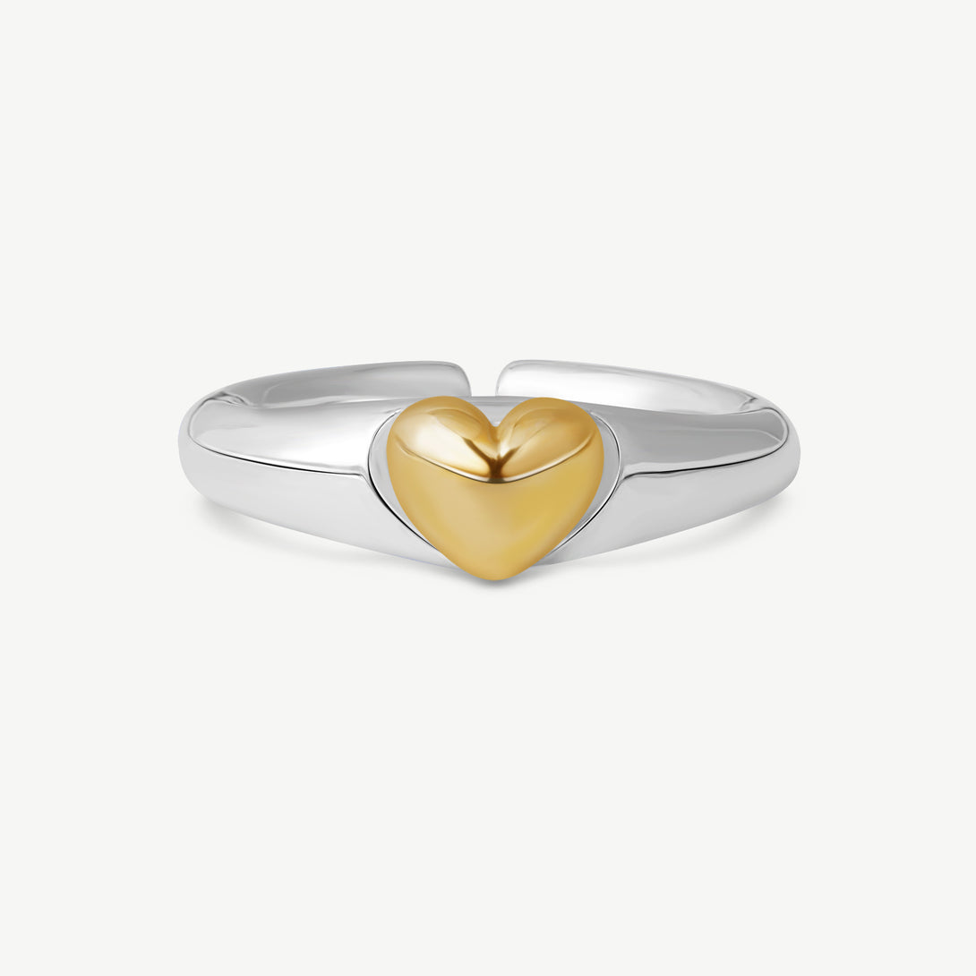 Gold Love Silver Ring, Front Side