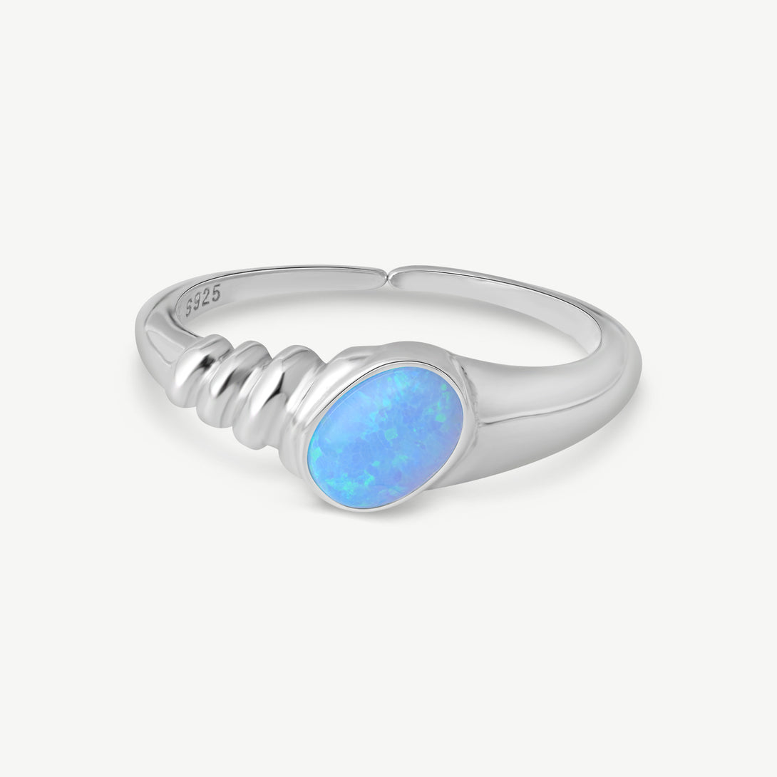 Blue Opal Open Ring, Front Side