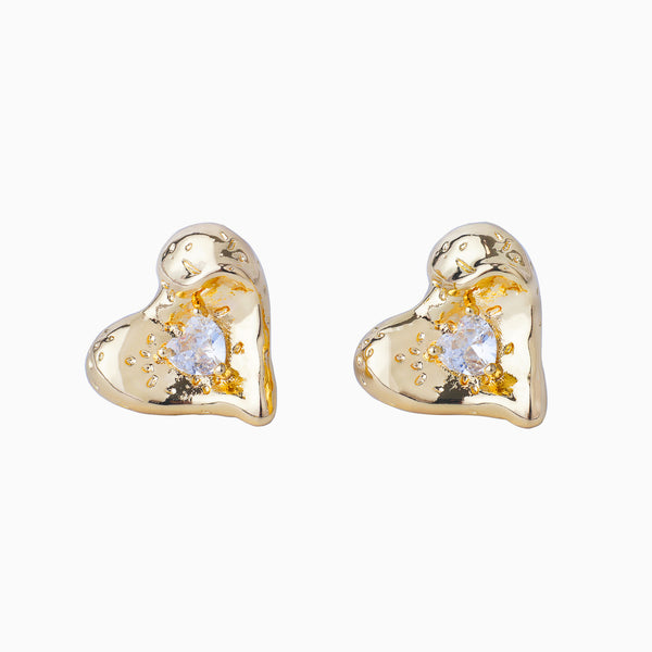 Zirconia Heart Stud Earrings