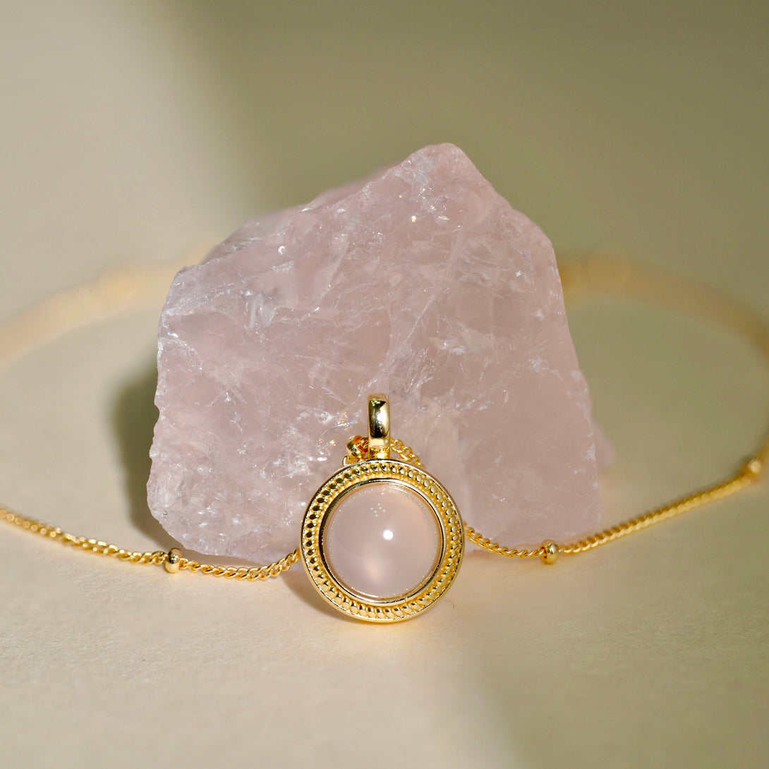 Golden Circle Chalcedony Pendant Necklace - Jewbow - Inspirational Jewelry