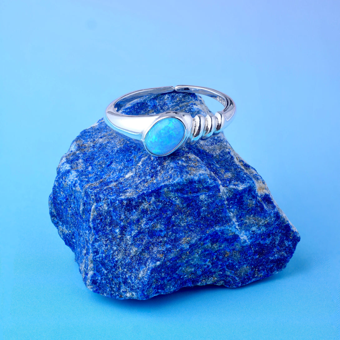 Blue Opal Open Ring, Color